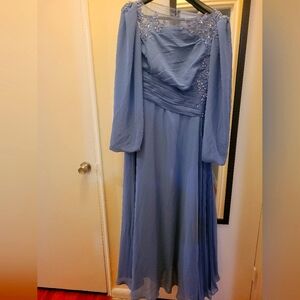 Custom Aprox size 12/14 modest a line gown slate blue